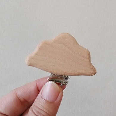 Attache-sucette en bois de hêtre naturel - nuage
