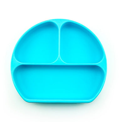 Assiette à compartiments en silicone - bleu