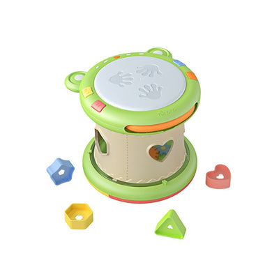 Tambour Musical Interactif + jeu éducatif géométrique - beige vert