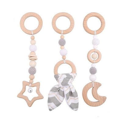 Crochets en bois pour bébé - oreilles gris