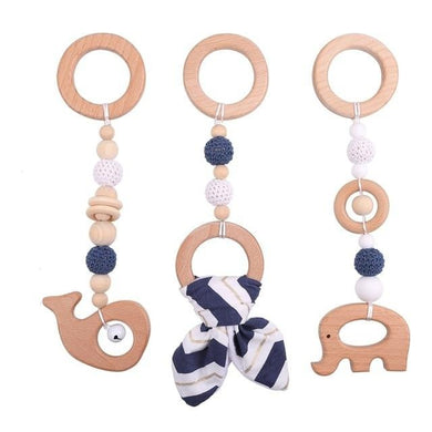 Crochets en bois pour bébé - oreilles bleues