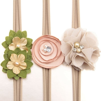 Serre tête bandeau élastique - fleur rose saumon