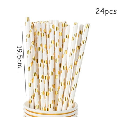 Décoration fête d'anniversaire - 24pcs pailles
