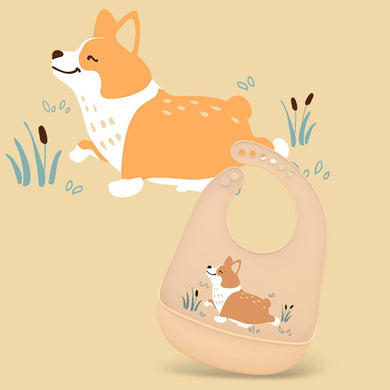 Bavoir ajustable et imperméable avec image d'animaux - marron renard