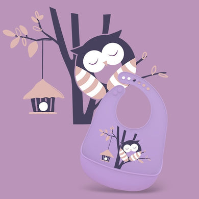 Bavoir ajustable et imperméable avec image d'animaux - violet hibou