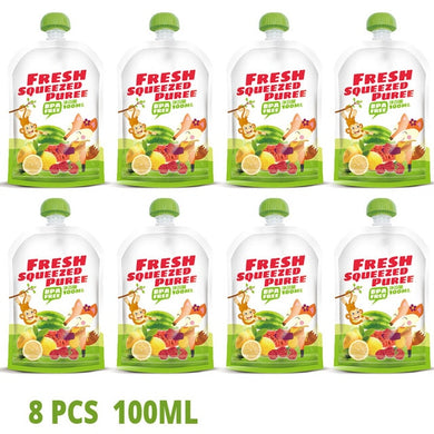 Lot de 8 sachets fraîcheur refermables et réutilisables pour purée d'aliments - vert