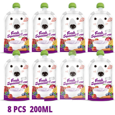 Lot de 8 sachets fraîcheur refermables et réutilisables pour purée d'aliments - violet