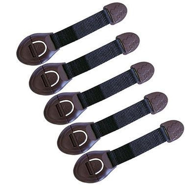 Serrure de sécurité adhésive (porte, placards, tiroirs) - 5 pcs marron