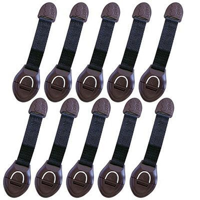 Serrure de sécurité adhésive (porte, placards, tiroirs) - 10 pcs marron