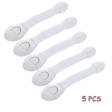 Serrure de sécurité adhésive (porte, placards, tiroirs) - 5 pcs blanc