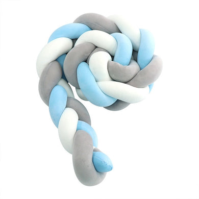 Tour de Lit Tressé - 4m - gris/bleu ciel/ blanc