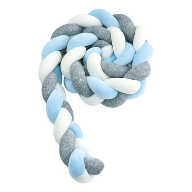 Tour de Lit Tressé - 4m - gris chiné/bleu ciel/blanc