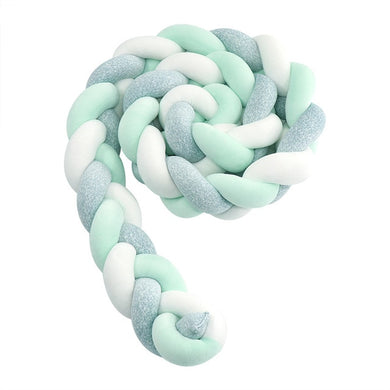 Tour de Lit Tressé - 4m - gris/blanc/menthe