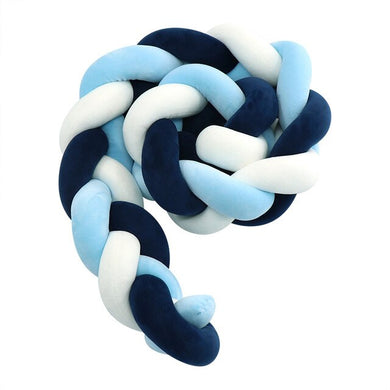 Tour de Lit Tressé - 4m - bleu marine/bleu ciel/blanc