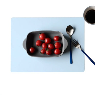 Tapis de table en silicône pour bébé - bleu carré