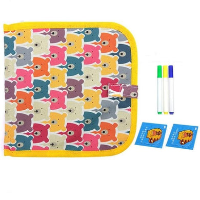 Livre de planches à dessin à craie souple - motif ourson - 6 pages/3 craies