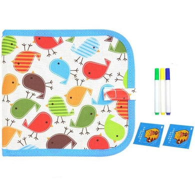 Livre de planches à dessin à craie souple - motif oiseaux - 6 pages/3 craies