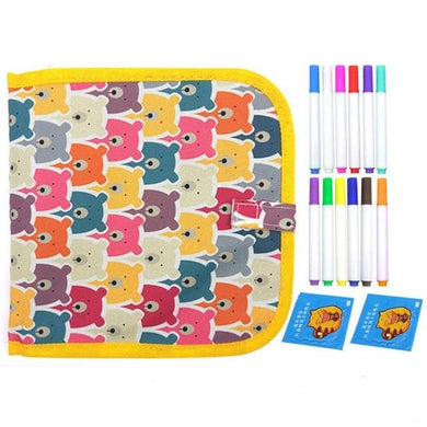 Livre de planches à dessin à craie souple - motif ourson - 14 pages/12 craies