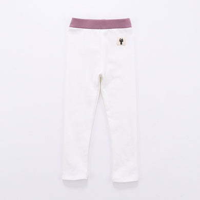 Legging motif chat taille élastique pour filles - blanc