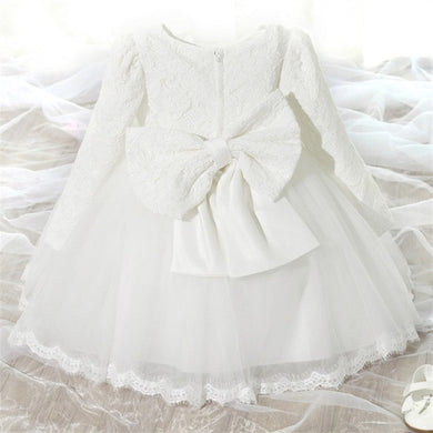 Robe en Tulle princesse fille - blanc noeud papillon