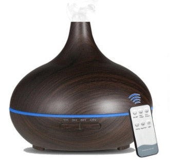 Diffuseur en bois d'huiles essentielles USB avec 7 couleurs LED - 550ml marron télécommandé