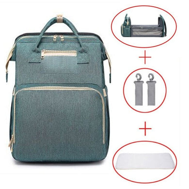 Sac à langer pour bébé avec matelas à langer - vert foncé