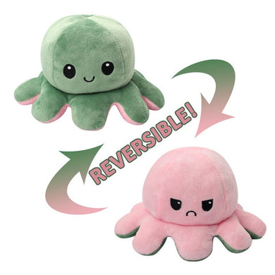 Peluche réversible poulpe - vert/rose