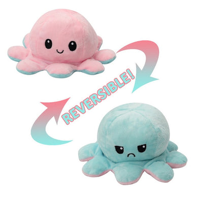 Peluche réversible poulpe - rose/bleu