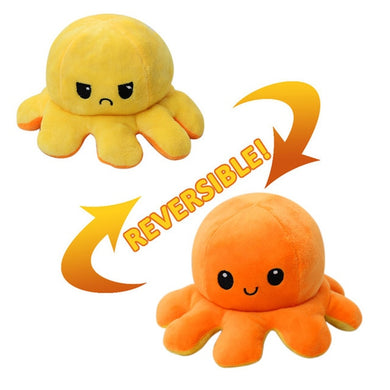 Peluche réversible poulpe - jaune/orange
