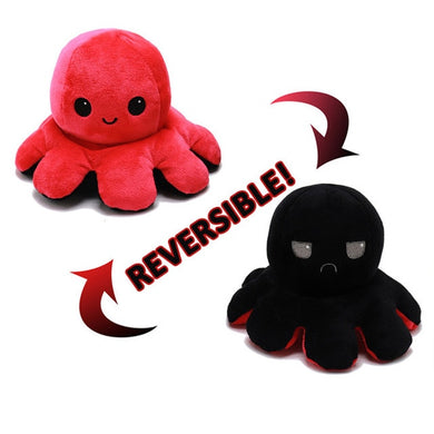 Peluche réversible poulpe - rouge/noir