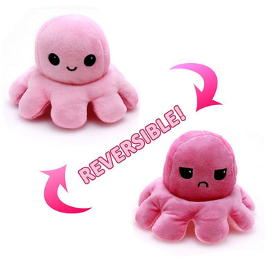 Peluche réversible poulpe - rose/fuschia