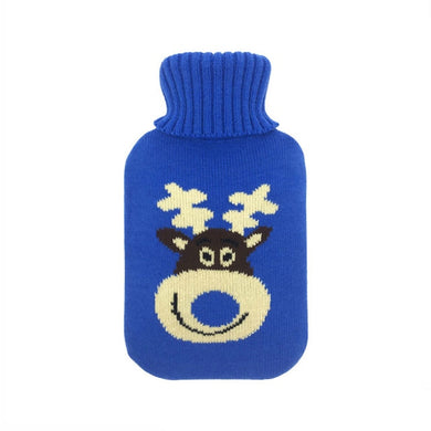 Housse Tricotée Isolante pour Bouillotte d'eau Chaude (bouillote non incluse) - bleu cerf