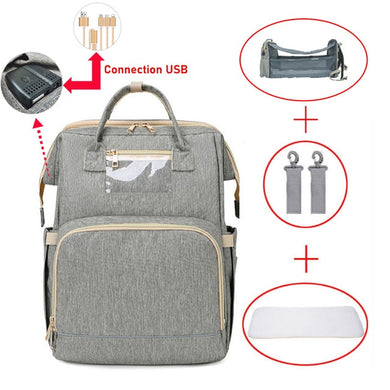 Sac à langer pour bébé avec matelas à langer - gris USB