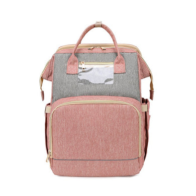 Sac à langer pour bébé avec matelas à langer - rose gris