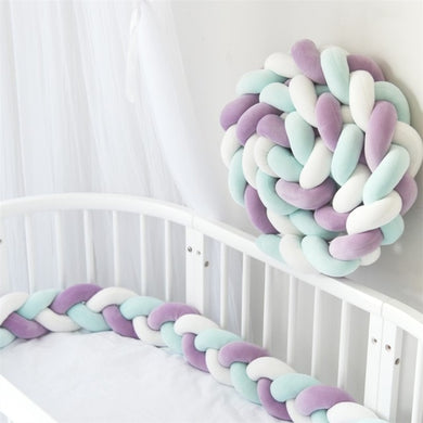 Tour De Lit Tressé pour bébé - violet vert blanc