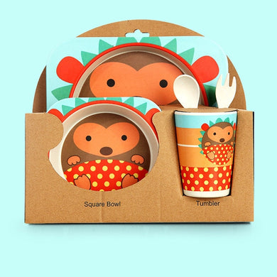 Set 5 pièces de vaisselle bambou - hérisson