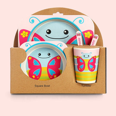 Set 5 pièces de vaisselle bambou - papillon