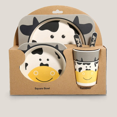 Set 5 pièces de vaisselle bambou - vache