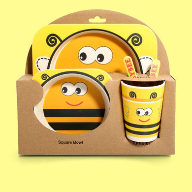 Set 5 pièces de vaisselle bambou - abeille