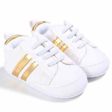 Sneaker Mixte Enfant - blanc bandes dorées