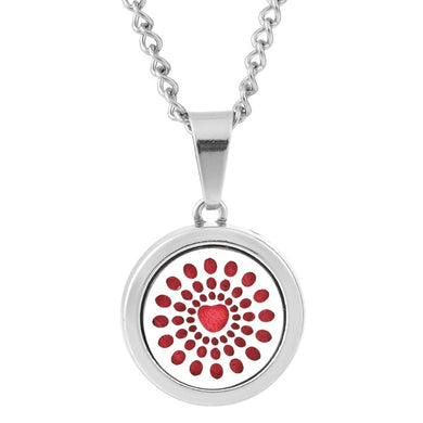 Collier pendentif diffuseur d'huiles essentielles (longueur chaine: 55cm + 2.5cm) - coeur explosion