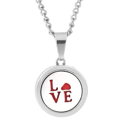 Collier pendentif diffuseur d'huiles essentielles (longueur chaine: 55cm + 2.5cm) - love