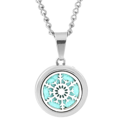 Collier pendentif diffuseur d'huiles essentielles (longueur chaine: 55cm + 2.5cm) - flocon de glace
