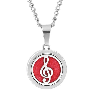 Collier pendentif diffuseur d'huiles essentielles (longueur chaine: 55cm + 2.5cm) - clé de sol