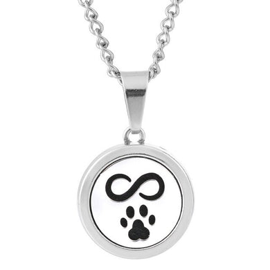 Collier pendentif diffuseur d'huiles essentielles (longueur chaine: 55cm + 2.5cm) - patte de chien infini