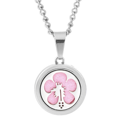 Collier pendentif diffuseur d'huiles essentielles (longueur chaine: 55cm + 2.5cm) - fleur porte bonheur