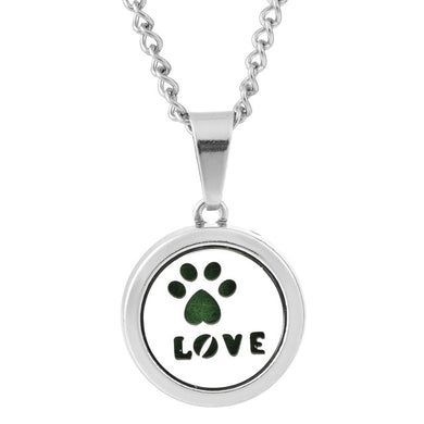 Collier pendentif diffuseur d'huiles essentielles (longueur chaine: 55cm + 2.5cm) - patte de chien love