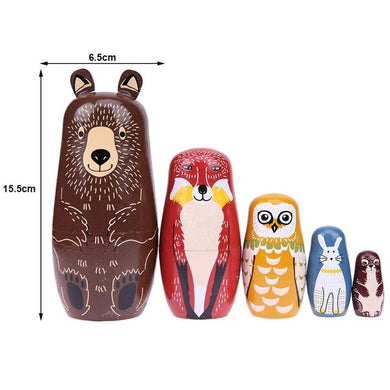 Poupée russe en bois - animaux ours