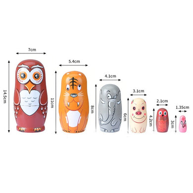 Poupée russe en bois - animaux chouette