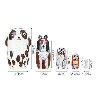 Poupée russe en bois - chiens marron